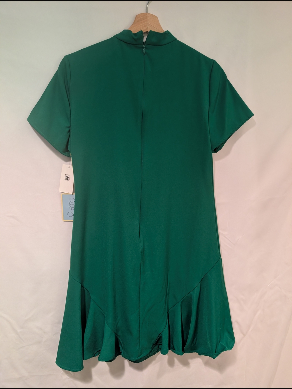 CeCe Emerald Green Tie-Neck Mini Dress - Picture 2 of 12